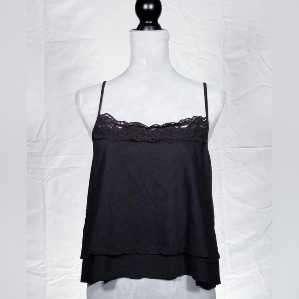american eagle black lace lined tank